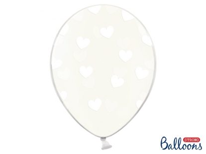 Balons, caurspīdīgs ar baltām sirsniņām (30 cm)